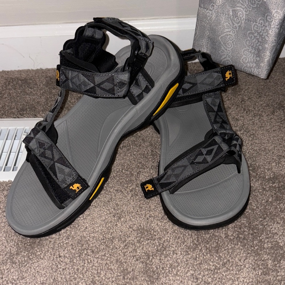 Gray and Black Sandals